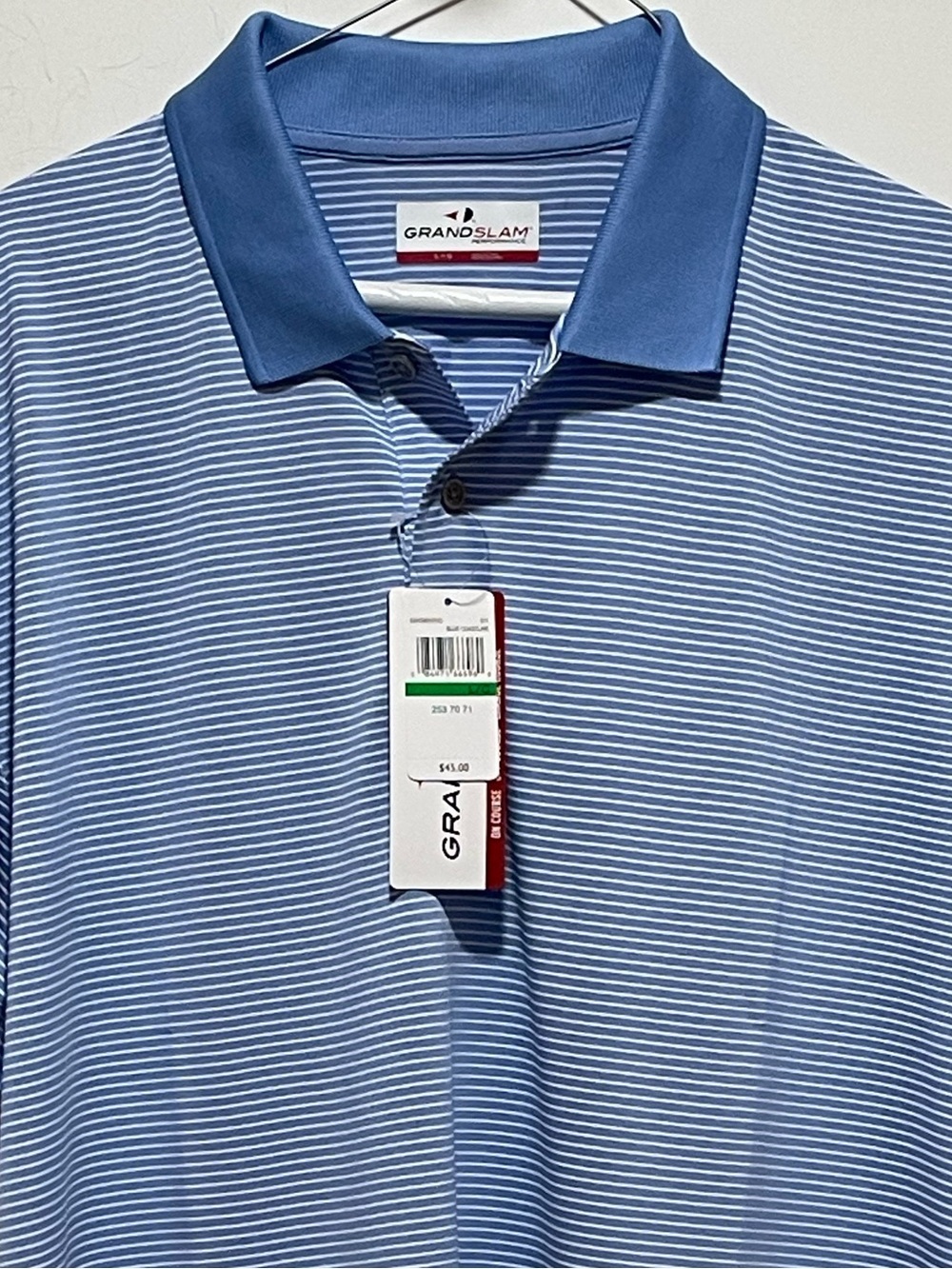 Tee Time! NWT! Grand Slam Performance Sz L Blue Moisture Wicking Polo Athletic - Picture 3 of 12